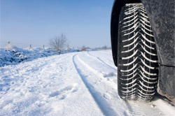 car tire in snow