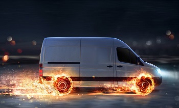 Commercial Van On Fire