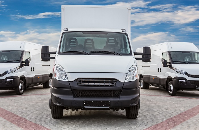 White Commercial Vehicles Ready For Action