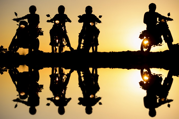 Motorcycle Silhouettes At Sunset