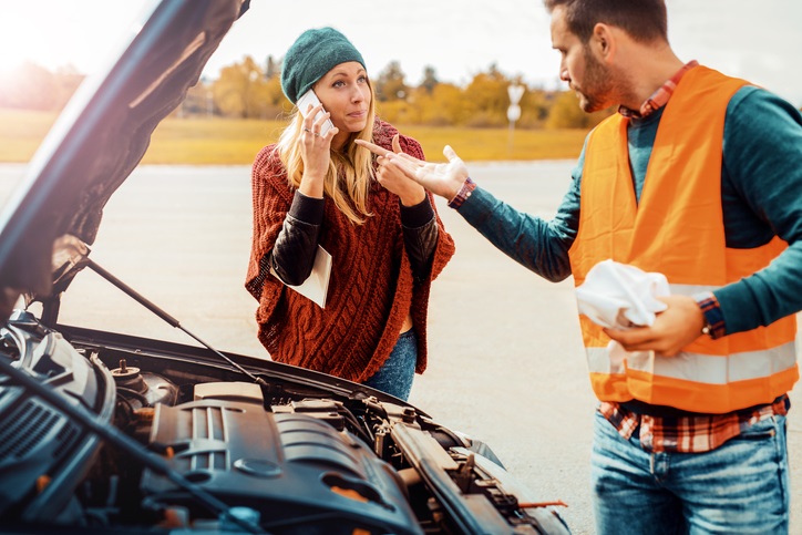 Stranded Motorist Getting Roadside Assistance